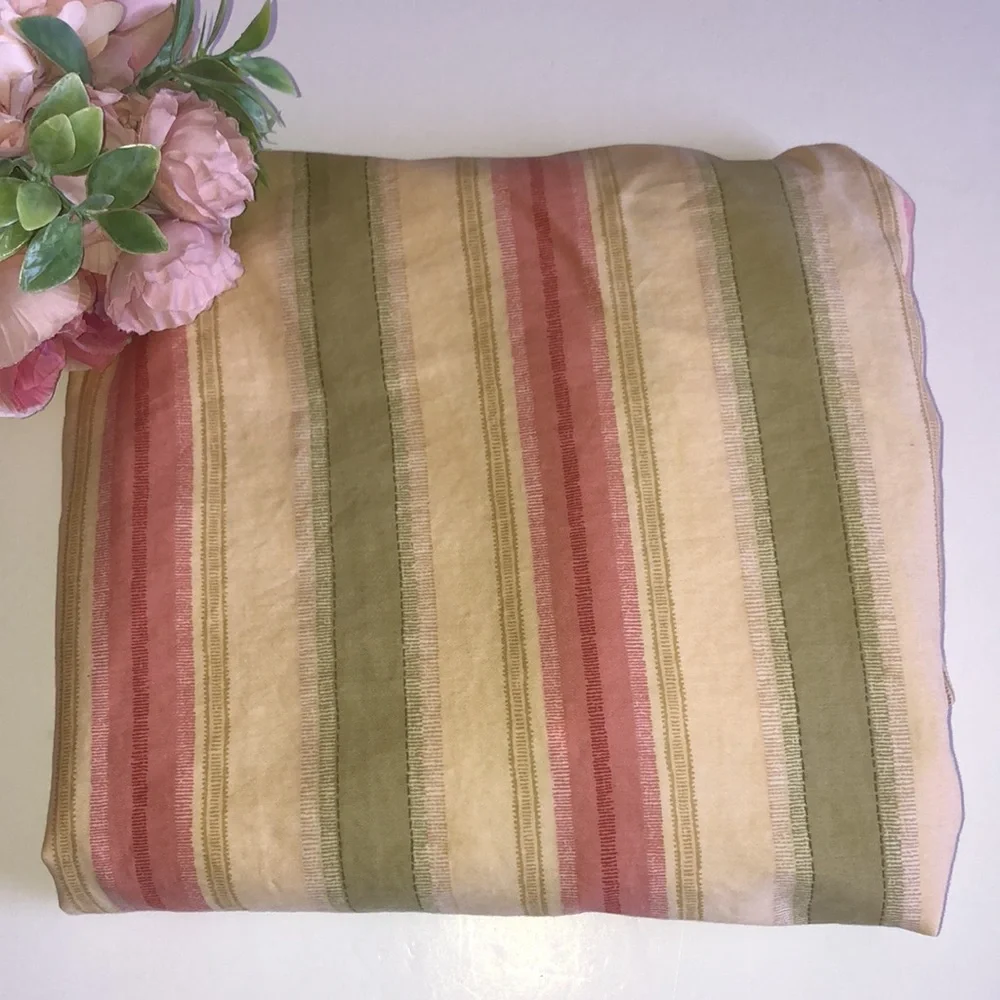 WAVERLY FOREVER YOURS GOLD ROSE PINK STRIPE FLORAL European sham 90s vibe